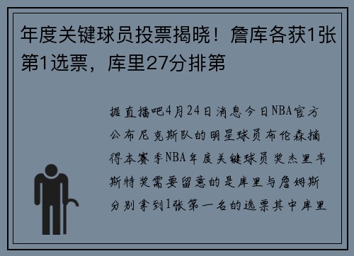 年度关键球员投票揭晓！詹库各获1张第1选票，库里27分排第